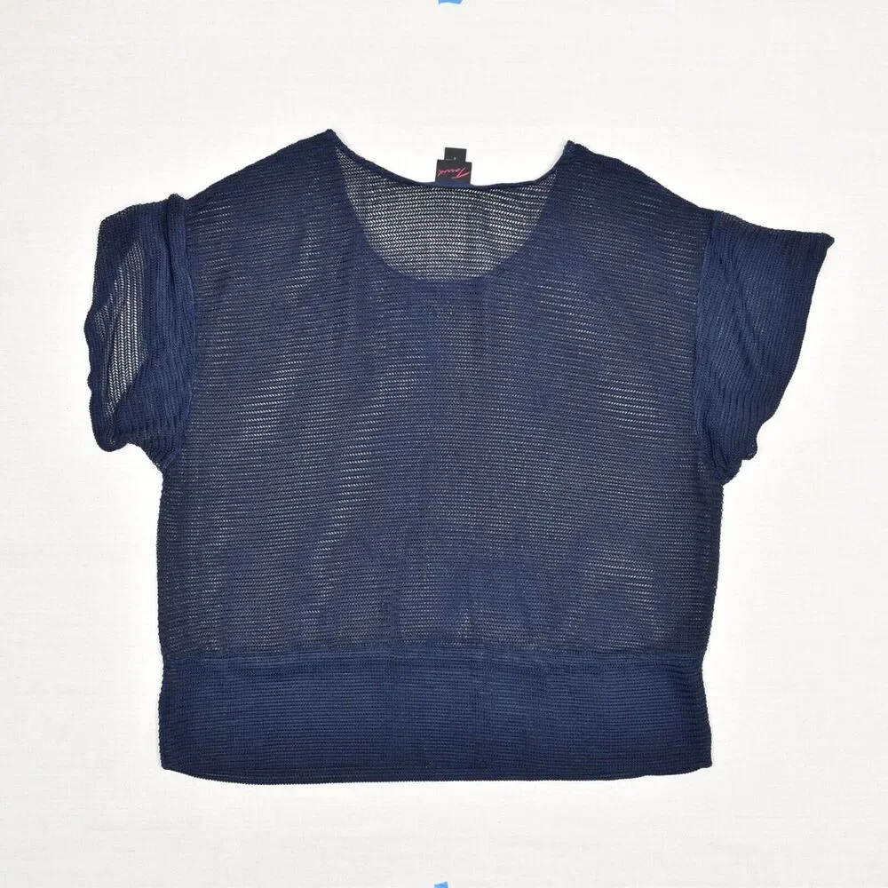 Torrid Women Blouse Knit Short Sleeve Solid Crew Neck Polyester Blue Plus Size 3 - Picture 3 of 8